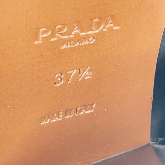 Prada Black Leather Square Toe Block Heel Platform Chelsea Ankle Boot IT 37.5 - Picture 10 of 13